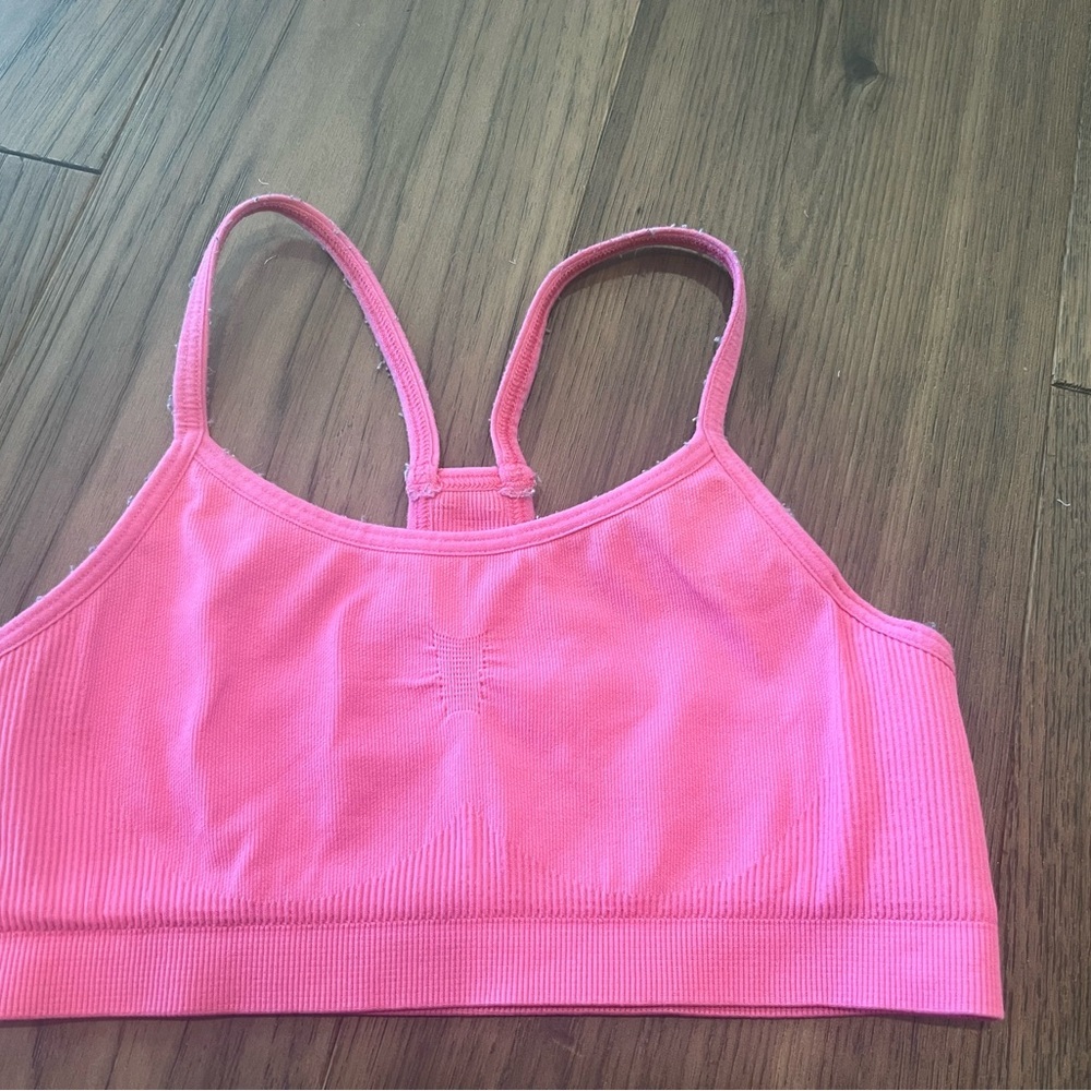 GapFit Kids Sports Bra Pink Neon Glo Girls M 8